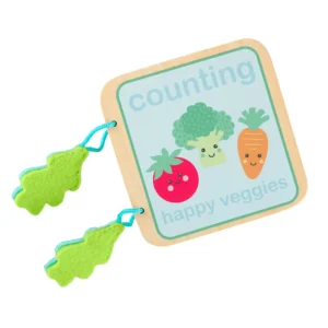 Happy Veggie wooden book counting cards