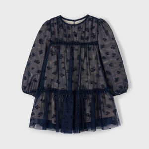 Mayoral tulle printed dress navy 4919 050