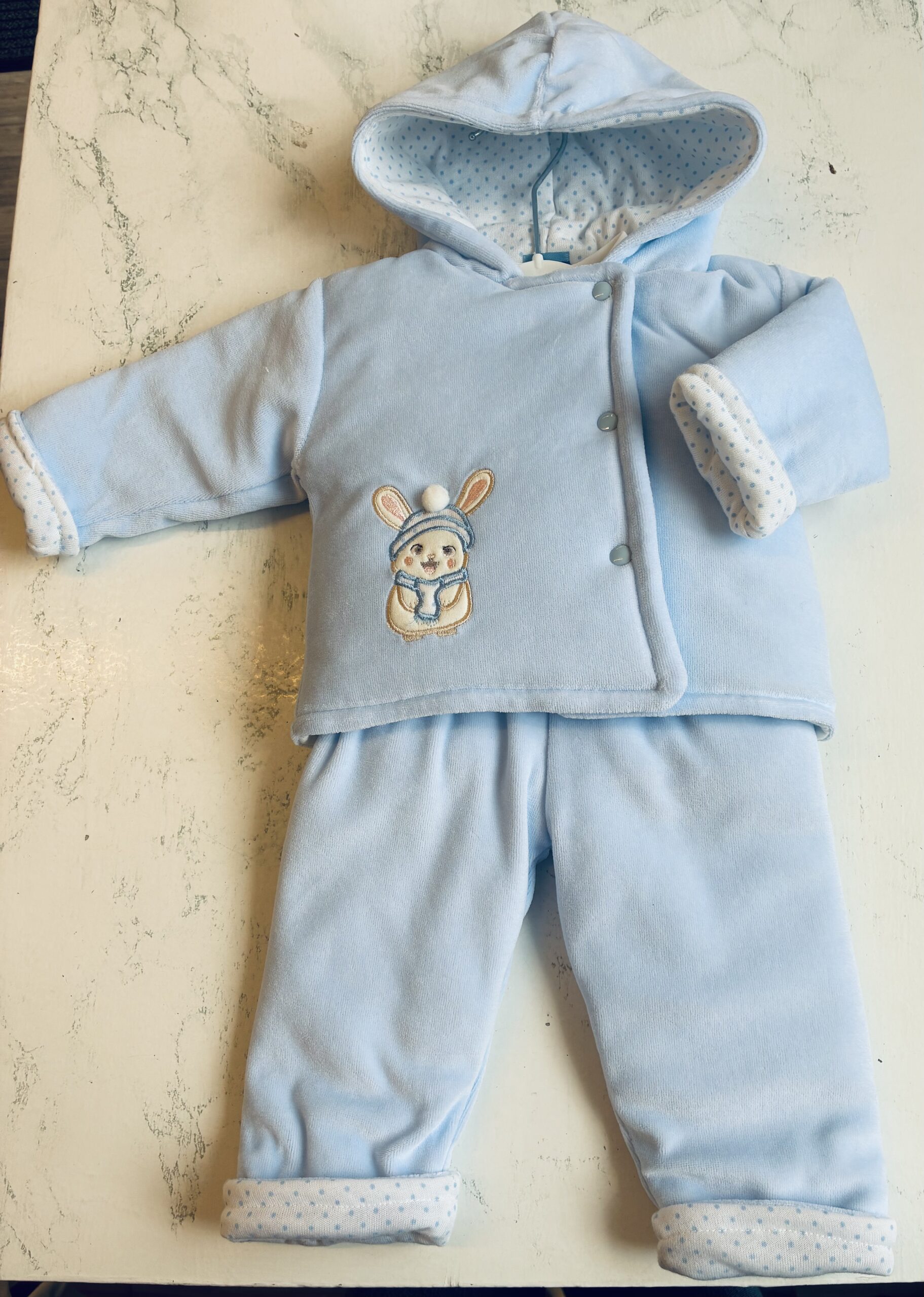 Sardon 3 piece velour set pale blue 025bb 812 bunny