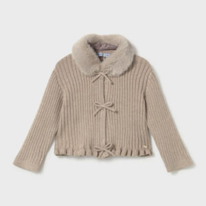 Mayoral faux fur collar cardigan 2386 61