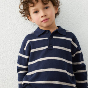 Mayoral navy stripe knit polo shirt 4101 82