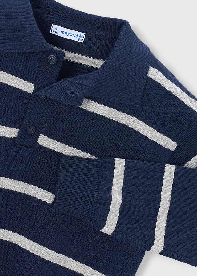 Mayoral navy stripe knit polo shirt 4101 82 - Image 4