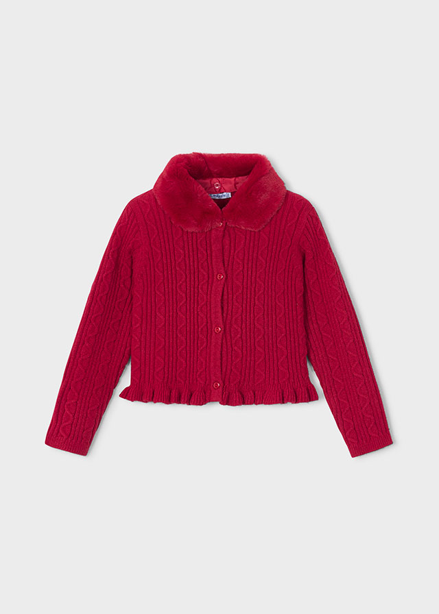 Mayoral faux fur cardigan 4324 52 rojo