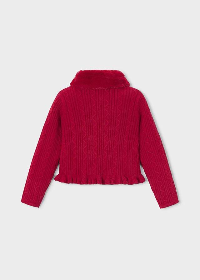 Mayoral faux fur cardigan 4324 52 rojo - Image 2