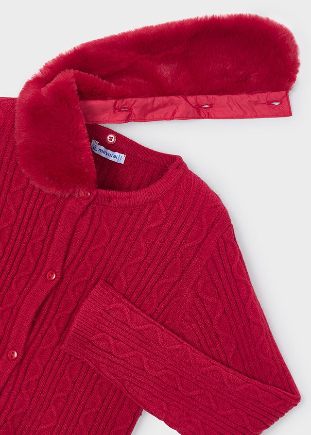 Mayoral faux fur cardigan 4324 52 rojo - Image 3