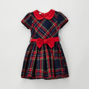 I DO tartan bow dress tulle under skirt navy/red H347 2253